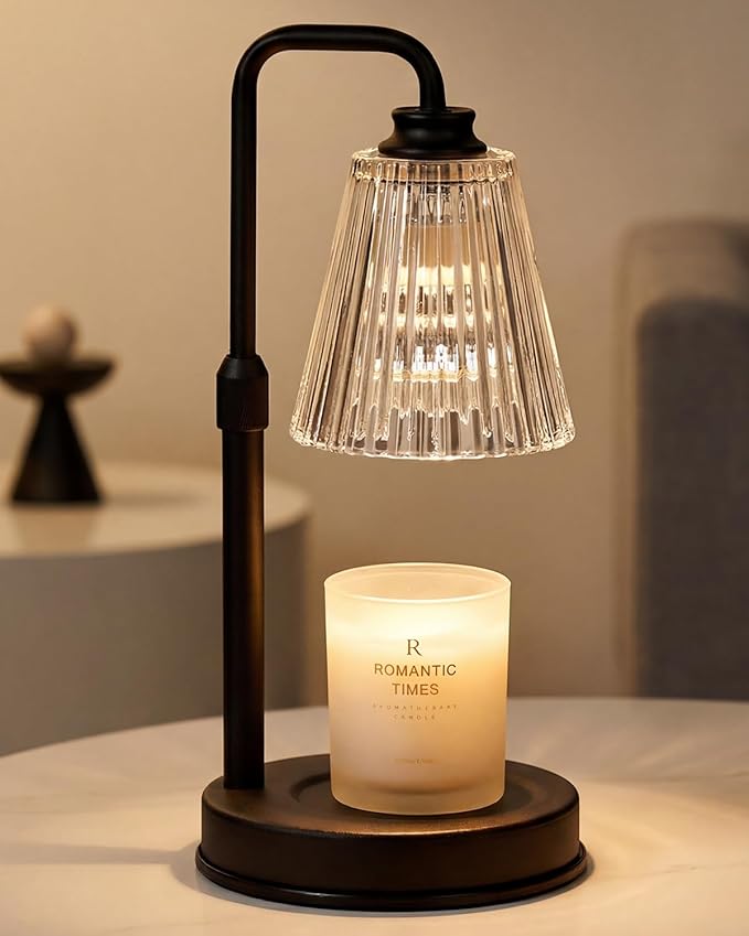 Candle Warmer Lamp With Timer Dimmable, Christmas Birthday Gifts for Women Mom, Adjustable Candle Warming Lamp with 2 Bulbs, Black Candle Lamp Warmer for Jar Scented Candles, House Warming Gifts