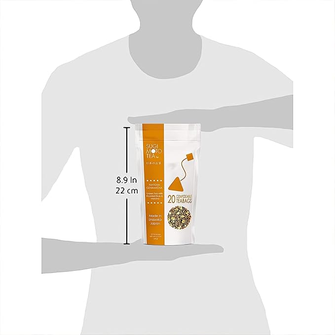 SUGIMOTO TEA Japanese Matcha Genmaicha Green Tea Bags 20 Count Pack of 1