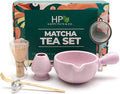 HAPPY PATH & CO Matcha Whisk Set | 6 Pcs Matcha Tea Set Includes Bamboo Whisk(Chasen) with Holder & Bowl with Spout, Sifter, Scoop & Stand - Perfect Matcha Kit Set for Matcha Lovers (Lilac Pup)