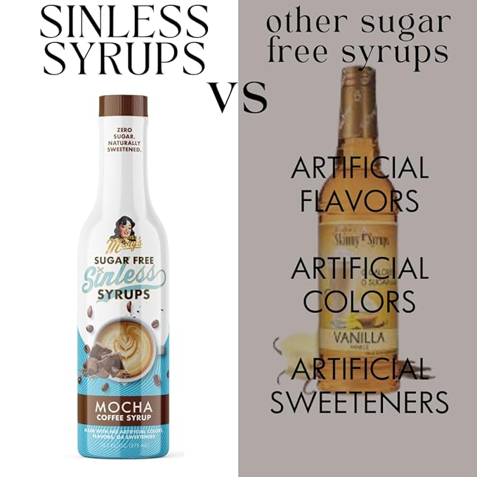 Sugar Free 3pk Mocha Sinless Syrup- Mocha Sugar Free Coffee Syrup, Keto Friendly, Zero Carbs, Plant Based, Natural Ingredients, No Artificial Sweeteners, No Sugar, Diabetic Friendly, Kosher