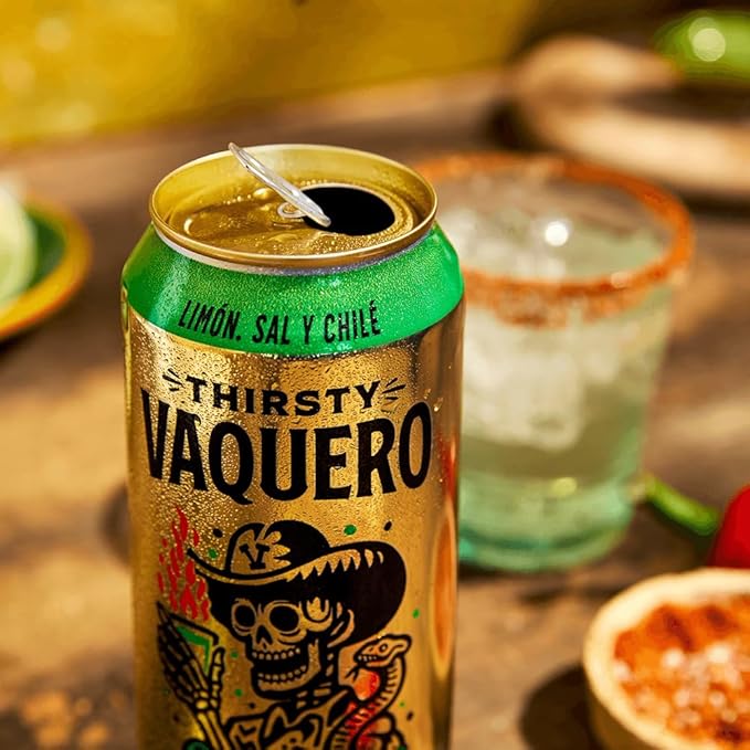 Thirsty Vaquero, Mexican-inspired soda, Real Fruit Juice & Savory Spices, Made with Organic Agave, Low Calorie, Natural Juice, 3 Bold Flavors: Lime, Salt & Chile | Watermelon Jalapeno | Mango Habanero (12-Pack | 16Oz Cans, Variety Pack)