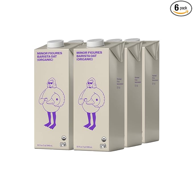 Minor Figures - Oat Milk - Organic - Barista Standard - 32 Oz - 6 Pack - Non-GMO - Plant-Based - Vegan - Dairy-Free - Shelf Stable - Unsweetened