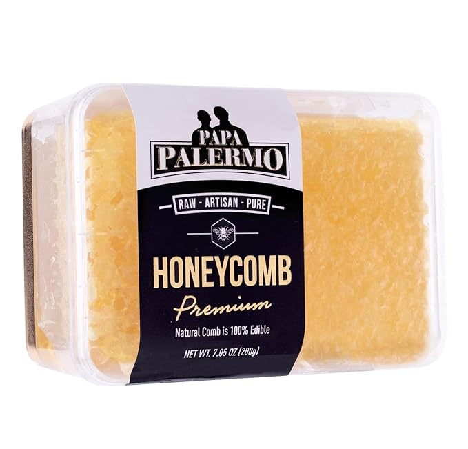 Papa Palermo Honeycomb 100% Edible, All-Natural, Gourmet Raw Honeycomb, No Additives, No Preservatives - 4-Pack x 7 oz (Total 28oz)