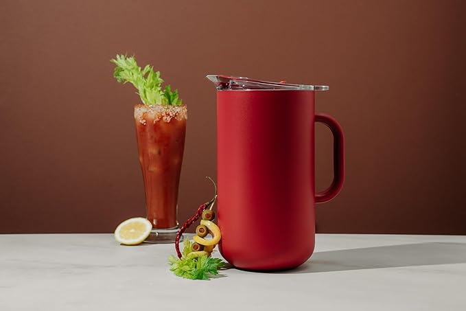 Served Premium Insulated Pitcher (2L/66oz) - Double Walled, Copper Lined Stainless Steel Pitcher with Lid - Vacuum Insulated Carafe for Hot Coffee, Tea, Iced Drinks, Water, Cocktails, and More