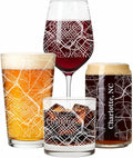 Blue Ridge Mountain Gifts - Charlotte Souvenir - North Carolina Glassware Gift, Etched City Map, Laser Engraved and Dishwasher Safe