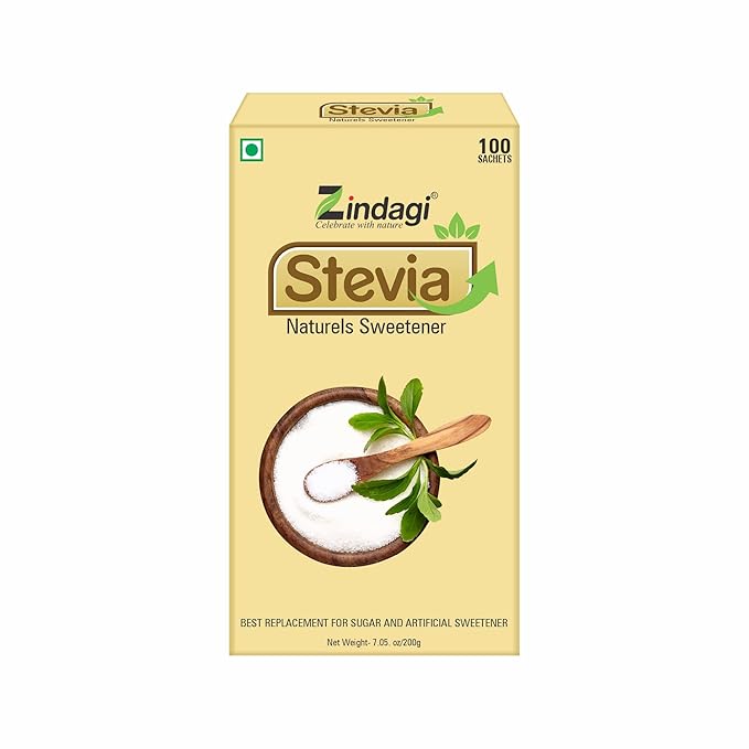 Zindagi Stevia Packets | Natural Sugar Substitute & Zero Calorie Sweetener | Stevia Sugar Free Sticks | 100 Count, 2g each (7.05 oz)