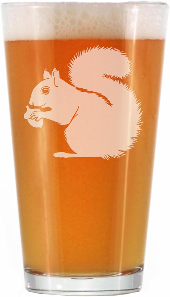 Squirrel Pint Glass for Beer - Squirrel Gifts and Decor with Squirrels - 16 Oz Glasses