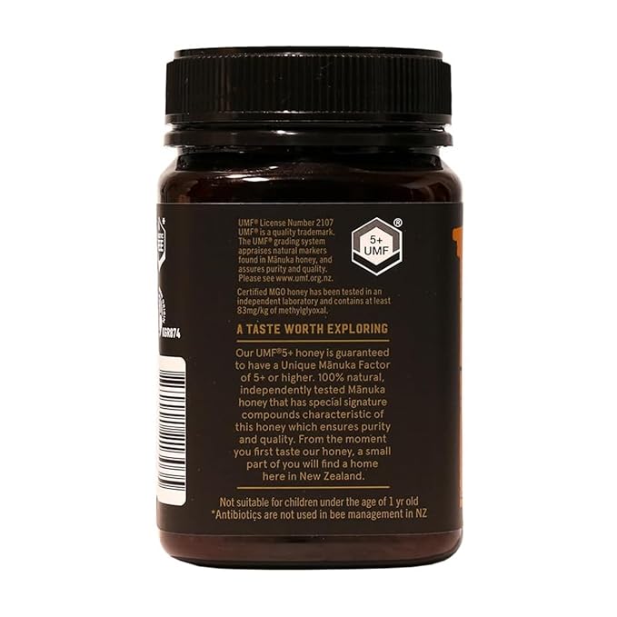 Taylor Pass Honey Co Manuka Honey UMF 5+ MGO 83+ | Monofloral New Zealand Honey | Sustainable, Non-GMO, Halal, UMF Certified | BPA-Free Jar | 500g 1lb 1.6 Oz