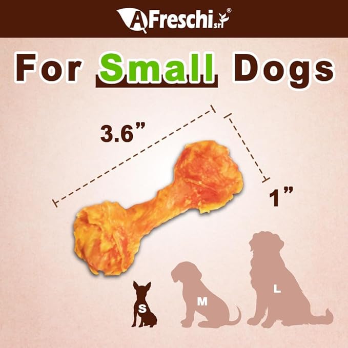 A Freschi srl Turkey Tendons for Dogs, Long-Lasting, Hypoallergenic Rawhide Alternative, Human Grade, Healthy Puppy Chews, Natural Dog Treats for Small Dogs, Bone (S), 4 Count Pack