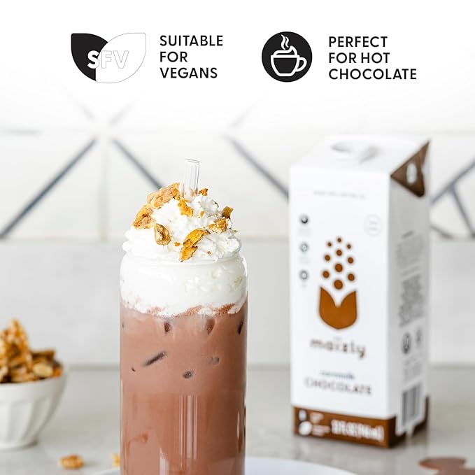 Maizly Chocolate Corn Milk, Non-GMO, Plant-Based & Non-Dairy Chocolate Flavored Drink, Gluten & Dairy-Free Alternative to Whole Milk, Kosher Drink for Kids & Adults, 946 ml, Pack of 2