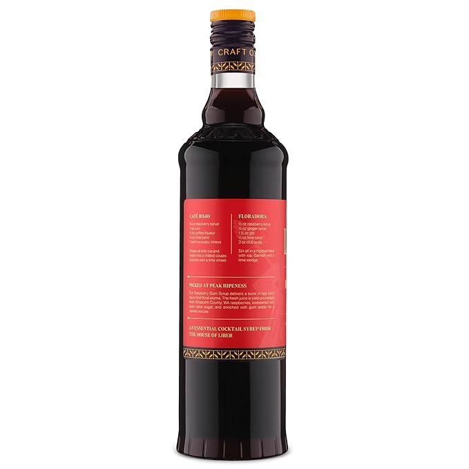 Liber & Co. Raspberry Syrup for Drinks - Cocktails, Coffee, & Soda Flavoring - Makes 50 Drinks - Real Raspberry Simple Syrup - Liber & Co. (25.4 oz)