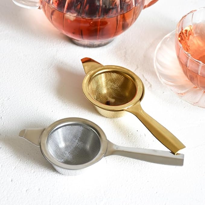 2.2" Mini Matcha Sifter, 30 Fine Mesh T304 Stainless Steel, Tea Strainer, Cocktail Strainer with Base (Gold)