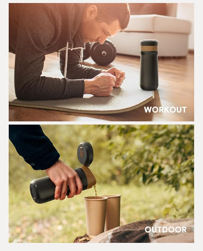 Portable French Press Stainless Steel Coffee Maker Travel French Press Insulated Bottle Cup - 320ml Portable Coffee Maker with Double Wall Insulation, Ideal for On - the - go Coffee Lovers