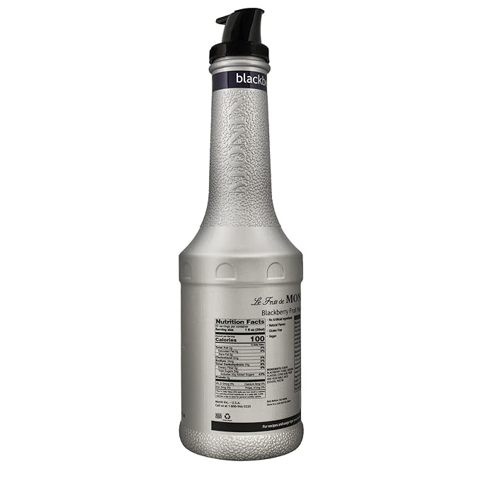 Monin - Blackberry Purée | Premium Purée for Cocktails, Smoothies & More | Clean Label with No Artificial Flavors, No Artificial Preservatives (BPA-Free Plastic Bottle, 1 Liter)
