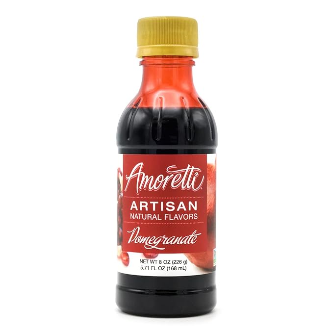 Amoretti - Natural Pomegranate Artisan Flavor Paste, 8 oz, Perfect For Ice Cream, Beverages, Cakes, and more, Preservative Free, Vegan, Gluten Free, No Artificial Sweeteners, Highly Concentrated