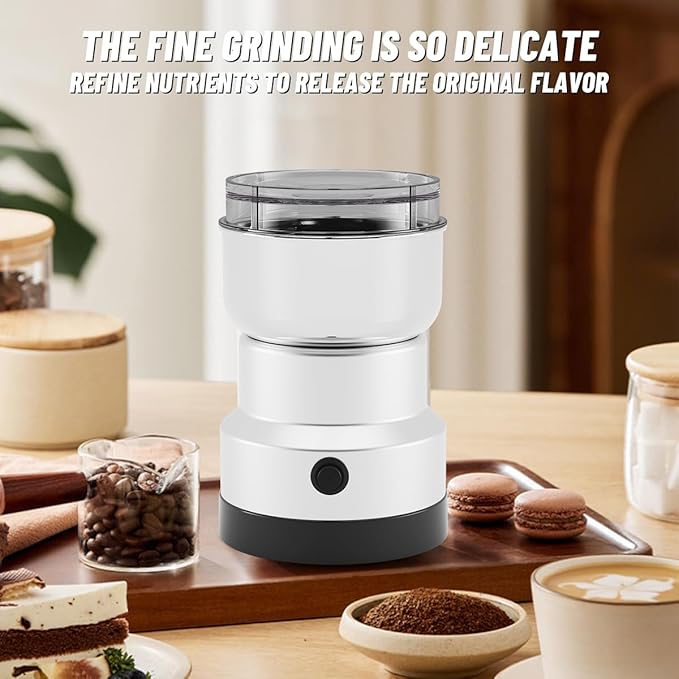Electric Coffee and Spice Grinder featuring Quad-Blade System & Extra-Long Cable, with Clear Lid for Monitoring Grind of Beans and Herbs
