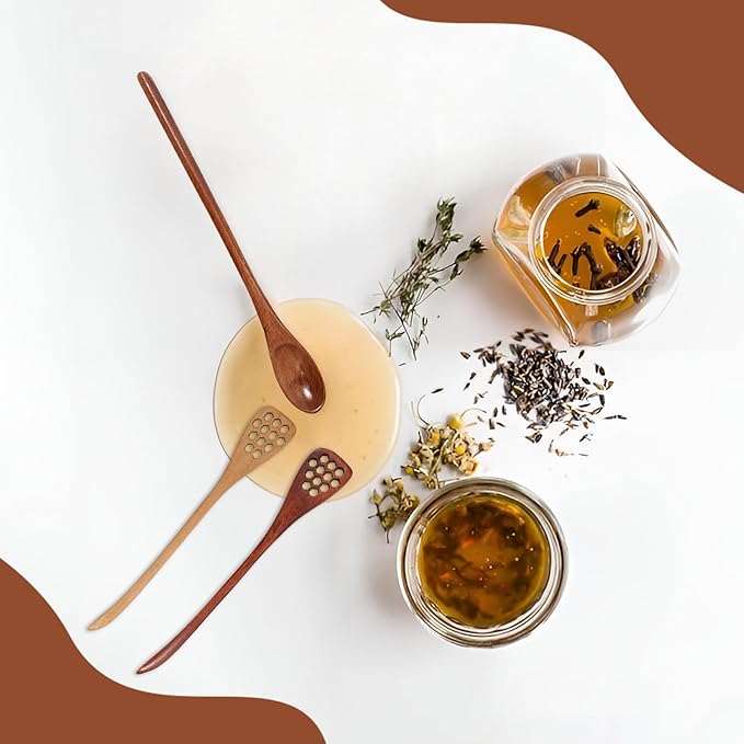 3 Pack Wooden Honey Mixing Stirrer Honey Dipper Sticks Honey Spoon, Wooden Honey Spoon and Dipper, Honey Sticks for Tea Spoons, Coffee Stirring Spoons, Honey Stirrers and Jar