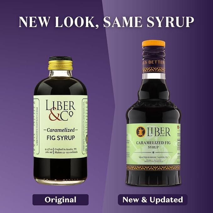 Liber & Co. Caramelized Fig Syrup - Made with California Mission & Calimyrna Figs - Perfect for Old Fashioneds, Manhattans & Aged Spirit Cocktails - Makes 50 Drinks - Craft Cocktail Mixer (25.4 oz)