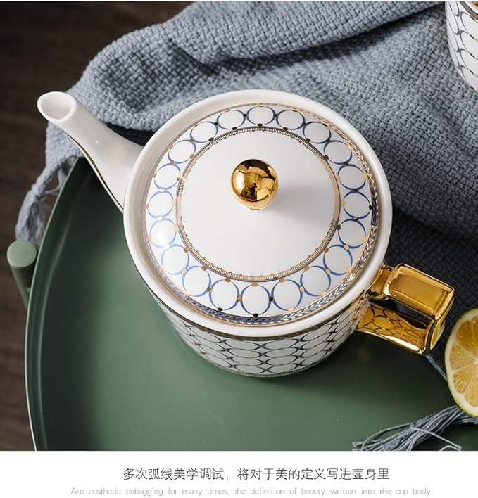 CWLWGO- Royal Teapot,European style Ceramic Tea Pot, Blooming & Loose Leaf Teapot - 24 Ounce,Not included Removable Stainless Steel Infuser.