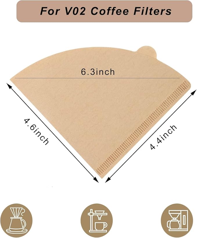 Adove Coffee Filter, Size 02 Cone Coffee Filters Disposable, 200 Count Unbleached Natural Paper Filters 2-4 Cup, 2 Cone For Pour Over and Drip Coffee Maker (200)