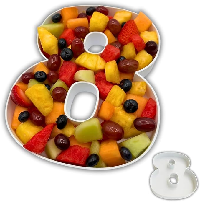 Hard Plastic Reusable Fillable Letters Numbers Serving Trays for Party Decoration (8, White)