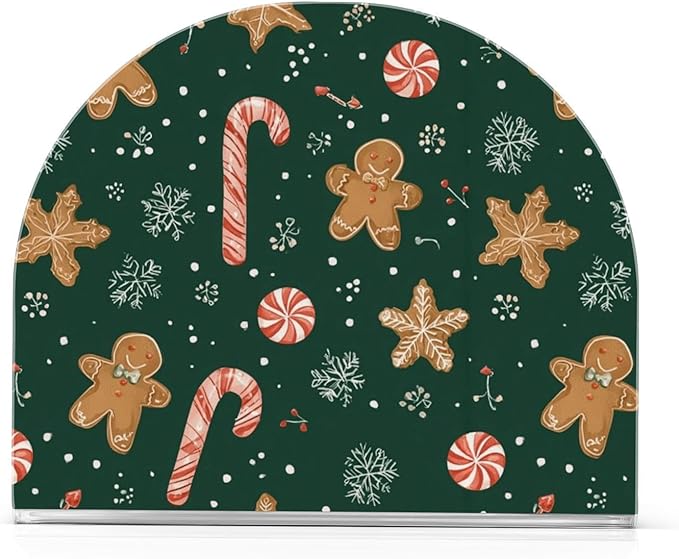 Christmas Gingerbread Snowflakes Napkin Holder for Table Paper Cocktail Napkin Holders for Kitchen Dinning Acrylic Dinner Napkin Dispenser for Dinner Home Decor Bar 1 Pack