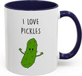 Cute Pickle Lovers Coffee Mug - I Love Pickles, Black Accent Mug, Funny Gift for Veggies Fans, Kitchen Decor, Unique Ceramic