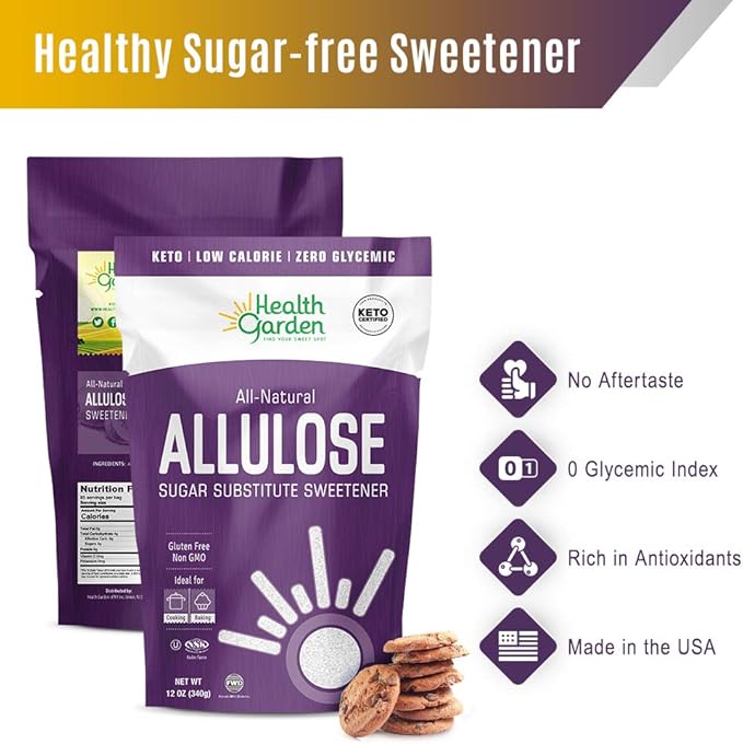 Health Garden Allulose Sweetener - Gluten and Sugar Free - Zero Net Carb - Non GMO - Kosher - Keto Friendly (2.5 LB)