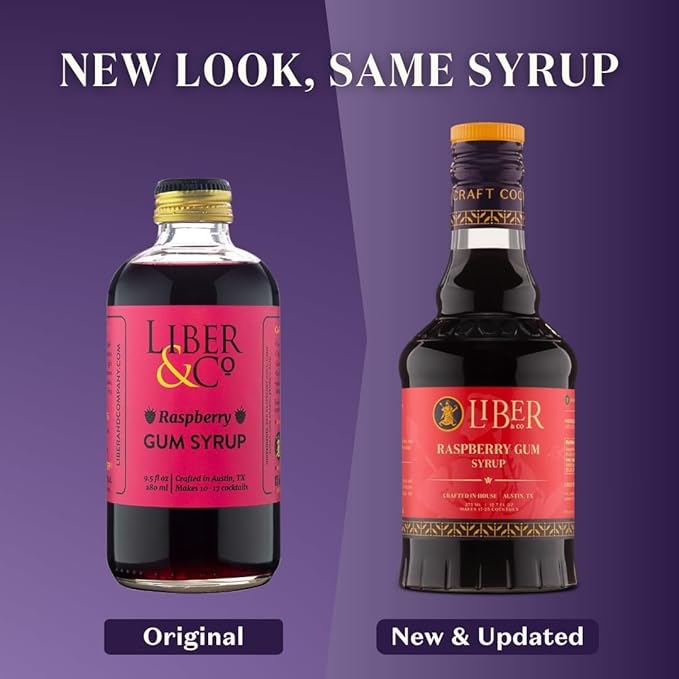 Liber & Co. Raspberry Syrup for Drinks - Cocktails, Coffee, & Soda Flavoring - Makes 50 Drinks - Real Raspberry Simple Syrup - Liber & Co. (25.4 oz)