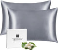 Ravmix Silk Pillowcases 2 Pack for Hair and Skin with Hidden Zipper, Both Sides 21Momme Mulberry Silk Pillow Cases Set of 2, Queen Size 20×30inches, Lilac Grey