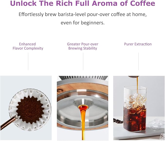 Pour Over Coffee Dripper Drip Coffee Pour Over Maker Resuable Blossom Cone Funnel Stainless Steel Metal Coffee Filter for Travel, Camping, Office, Home, Coffee Maker Brew (Dreamlike Lavender)