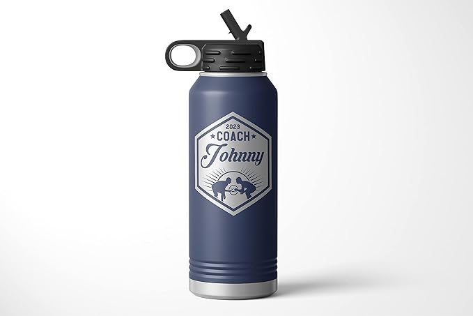 Wrestling Coach gifts, Tumbler, Coach tumbler, Wrestling gifts, Coach Beer glass, Coach gift, Coach gifts, Wrestling Coach (Wrestling Hexagon, Navy, 32oz Water Bottle)