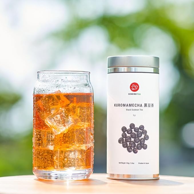 Senbird Premium Kuromamecha - Japanese Black Soybean Tea - From Hokkaido, Japan - Loose Leaf Kuromame in Airtight Tea Tin (5.3oz/150g)