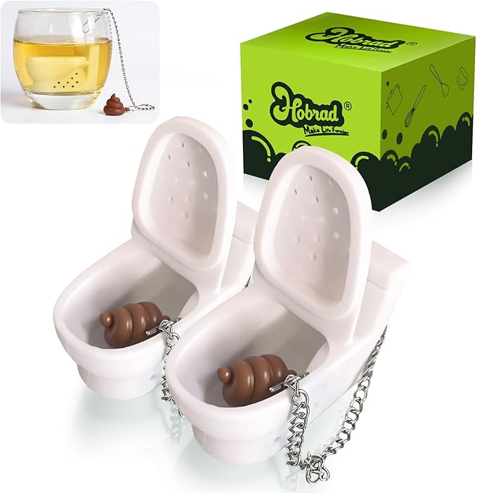 Tea Infuser For Loose Leaf Tea Silicone Toilet Shaped Tea Strainer Cute Kitchen Accessories Loose Leaf Tea Steeper White Elephant Gifts (2 Pieces)