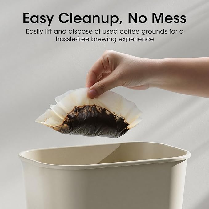 Basket Coffee Filters 8-12 Cup, 200 Count Flat Bottom Paper Filters for Drip Coffee Makers, Compatible with Mr. Coffee, BLACK+DECKER, Cuisinart, White