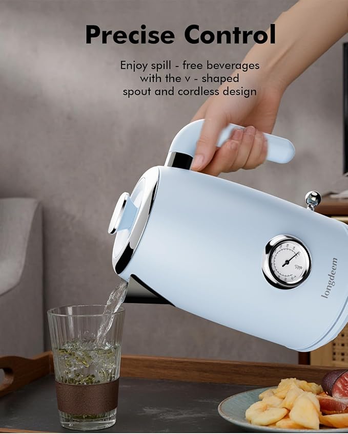 1L Small Electric Kettle - Stainless Steel, Portable Travel Mini Hot Water Boiler Heater, Auto Shut-Off, Boil-Dry Protection