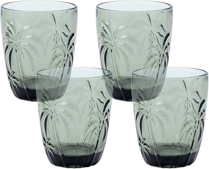 M&N HOME Set of 4 Old Fashioned Drinking Glasses, 9 Oz Cups, Glass Tumblers, Glass Cups, Water Glasses, Juice Glasses, Highball Glasses, Glassware Set - GREY SET