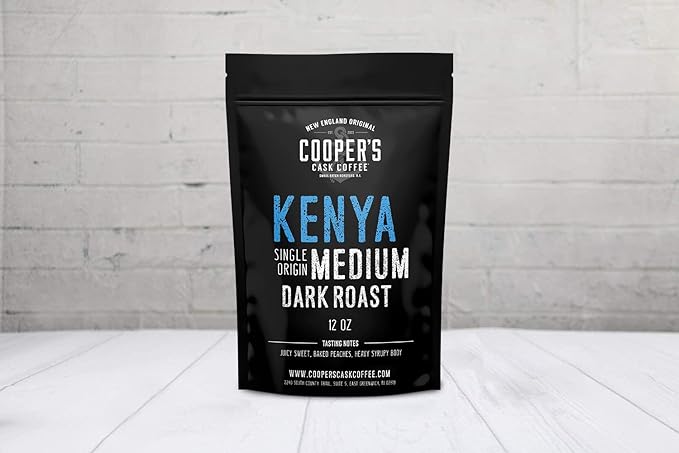 Kenya AA Medium-Dark Roast Coffee Beans, Single Origin Ground Coffee - 12 oz Bag