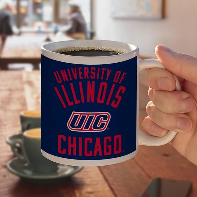 UIC Flames Ceramic Coffee Mug, Novelty Gift Mugs for Coffee, Tea and Hot Drinks, 11oz, White