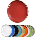 Red Round Decorative Tray with Handles, 13" Elegant Coffee Table Serving Tray for Ottoman Living Room, Bathroom, Outdoors, Breakfast