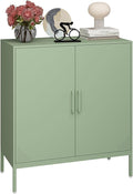 Metal Storage Cabinet with Adjustable Shelves, Steel Buffet Sideboard for Entryway, Living Room, Dining Room, Kitchen, Office, Bar (Green, 31.5" D x 15.75" W x 35.43" H)