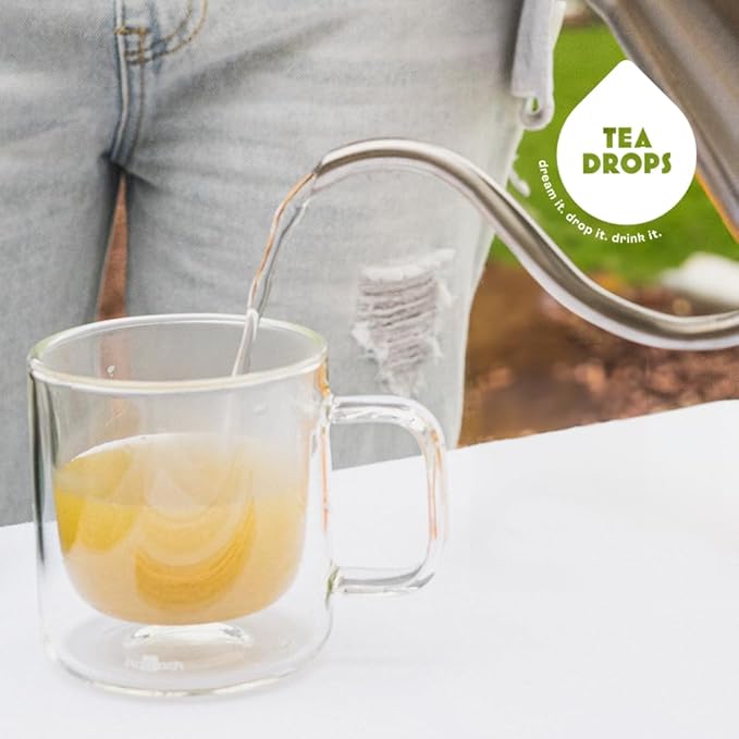 Tea Drops Citrus Ginger Tea | Dissolvable Bagless Loose Leaf | Wellness Boosting, Calming, Caffeine-Free, Naturally Sweetened Organic | Iced or Hot | Gift Set 2 Pack - 20 Servings