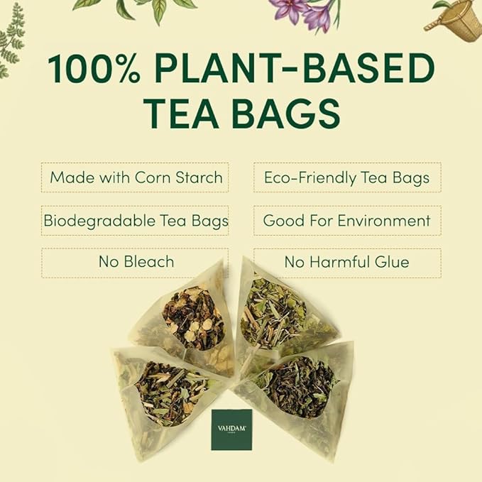 VAHDAM, Green Tea Variety Pack Sampler Assortment (36 Pyramid Tea Bags, 6 Flavor) | Non-GMO Project Verified Himalayan Green Tea with No Artificial Ingredients | Christmas Tea Gift Set