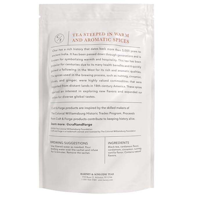 Colonial Williamsburg Craft & Forge Chai Tea, by Harney & Sons, 50ct sachet