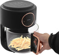 Glass Air Fryer 3.81QT with 360° View, 1200W Touchscreen & 8 Presets, Borosilicate Glass Pot for Healthy Frying, Family Kitchens, Restaurants (Black)