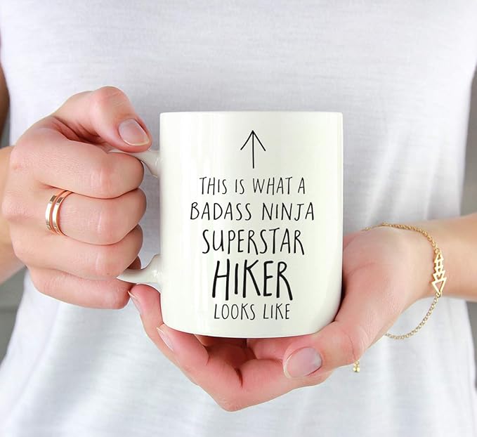 Andaz Press Funny 11oz. Ceramic Coffee Tea Mug Gift, This is What a Badass Ninja Superstar Hiker Looks Like, 1-Pack, Birthday Christmas Gift Ideas Coworker