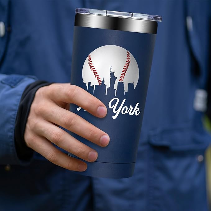 BIRGILT Legends New York Baseball City Skyline Gifts - Baseball Gifts for Men, Christmas, Father's Day, Birthday Gifts for Fans - Tumbler Cup 20oz