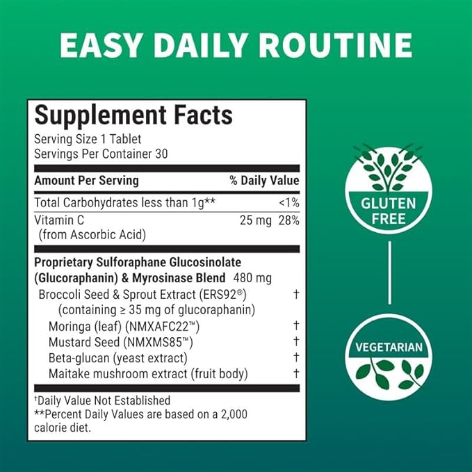 Nutramax Laboratories Avmacol Extra Strength Sulforaphane-Producing Supplement for Detoxification, Antioxidant Support, Immune Health, Adults & Children, Moringa, 30 Tablets