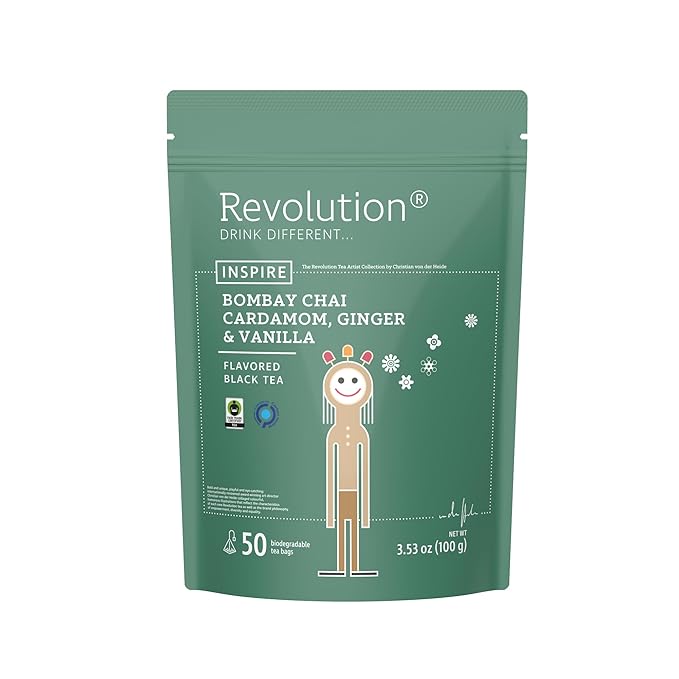 REVOLUTION TEA® Bombay Chai [THE ORIGINAL] – Bombay Chai, Cardamom, Ginger & Vanilla – Premium Full Leaf Tea – Biodegradable Infuser Tea Bags – Flavored Black Tea – 50 Bags