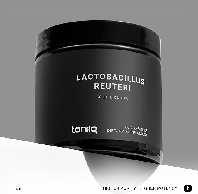 Toniiq 50 Billion CFU Lactobacillus Reuteri Probiotic 50mg per Serving - L Reuteri Probiotics - Highest CFU Count Lactobacillus Reuteri Probiotic - 60 Vegetarian Capsules - 60 Servings